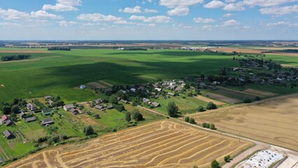 Aerial photography of the village of Amlyntsy, Nesvizh district, Minsk region. Amlyns from above. A...