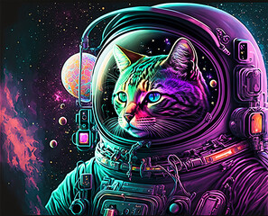 Trippy Kitty Astronaut Generative AI