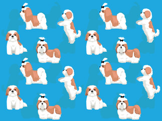 Dog Shih Tzu Cartoon Character Seamless Wallpaper Background
