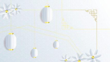 Chinese background vector illustration with white red and gold 3d gradient color