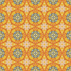 New Year Floral Seamless Pattern Background Garden Nature Damask Aboriginal Ornament Art