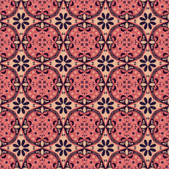 New Year Floral Seamless Pattern Background Garden Nature Damask Aboriginal Ornament Art