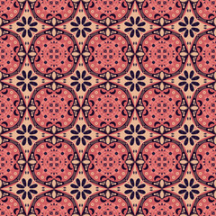 New Year Floral Seamless Pattern Background Garden Nature Damask Aboriginal Ornament Art