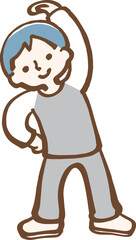 体操をする男性　イラスト