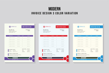 Professional Modern Minimal Invoice Design Vector Template. Price List Design, Cost Sheet Design, Bill Form, Business Invoice, Money Bills, Payment Agreement Design.