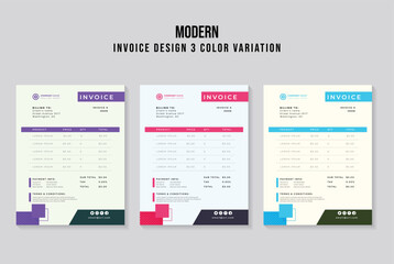 Professional Modern Minimal Invoice Design Vector Template. Price List Design, Cost Sheet Design, Bill Form, Business Invoice, Money Bills, Payment Agreement Design.