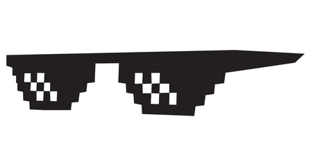 Thug Life Glasses. 2D Pixelated Glasses Transparent Background PNG Image.