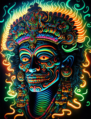 Neon Mayan God Generative AI