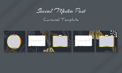 Social media carousel luxury golden feed post template