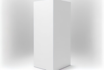 White tall thin vertical box with a lid, close up shot from the top. isolated artwork over a white backdrop. Generative AI