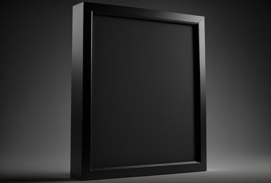Black picture frame in isolation for a poster. An empty portfolio mockup. Generative AI