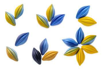 Set with tasty chocolate candies on white background, top view