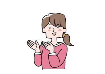 横にあるものを紹介している女性