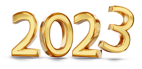 2023 golden symbol with small shadows 3d-illustration