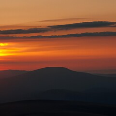 Mountain landscape at sunset AI