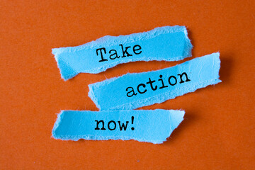 Text sign showing Take action now!