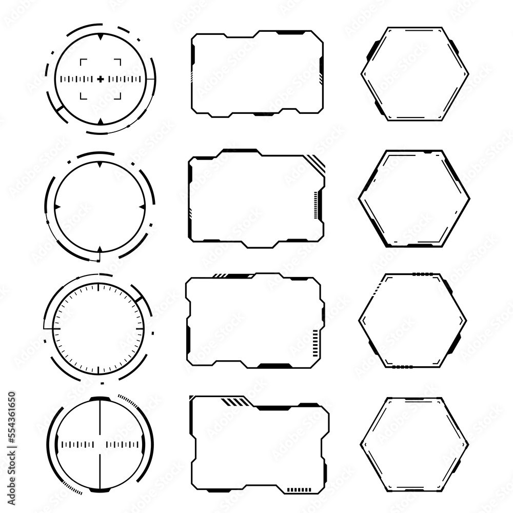 Poster vector sci-fi hub futuristic. fantastic geometric shape technical drawing. technology abstract frame