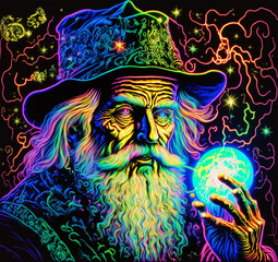 Colorful Psychedelic Wizard Generative AI