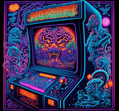Psychedelic Arcade Game Generative AI