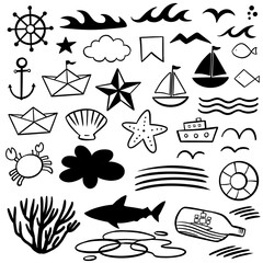 Decorative items related to the sea and nature.