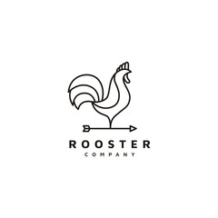 Fototapeta na wymiar rooster and arrow icon with line art style vector illustration