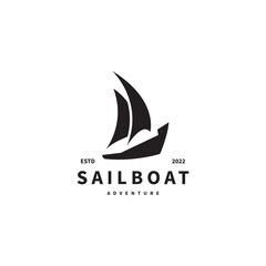 Fototapeta premium sailboat silhouette vintage logo design
