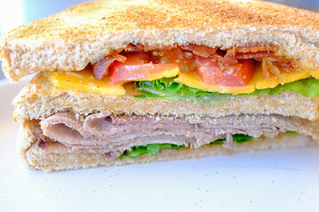 Toasted Texas Club Sandwitch ready to eat with crisps