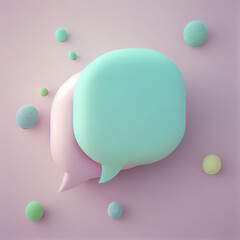 Generative AI :Like speech balloon  Social media 3d render bubble