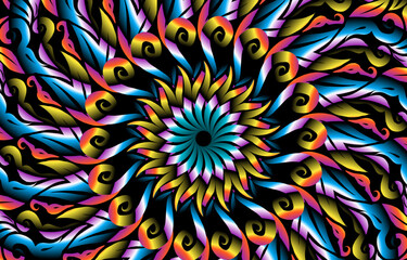 colourful caleidoscope classic gradient flower art pattern of traditional tenun batik ethnic dayak ornament for wallpaper ads background sticker or clothing
