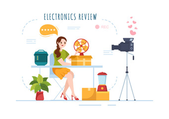 Electronics Review with Customer Rating Quality of Service or Application and Provide Feedback in Flat Cartoon Hand Drawn Templates Illustration