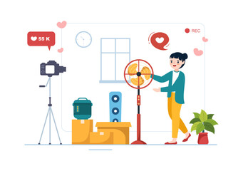 Electronics Review with Customer Rating Quality of Service or Application and Provide Feedback in Flat Cartoon Hand Drawn Templates Illustration