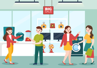 Electronics Review with Customer Rating Quality of Service or Application and Provide Feedback in Flat Cartoon Hand Drawn Templates Illustration