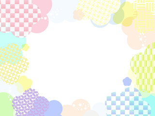 シンプル可愛い和風背景フレーム横パステルN