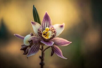 Fototapeta na wymiar macro image of a Thai orchid up close against a blurry background. Generative AI