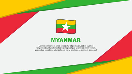 Myanmar Flag Abstract Background Design Template. Myanmar Independence Day Banner Cartoon Vector Illustration. Myanmar Design