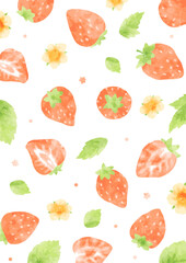 可愛い手描きのイチゴの背景イラスト