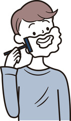 髭を剃るアジア人男性のイラスト素材