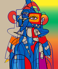 Face painting abstract art. Pattern background. Doodle painting