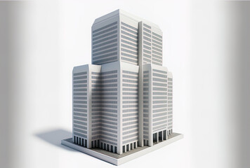 Isolated realistic skyscraper structure on a white backdrop. Generative AI