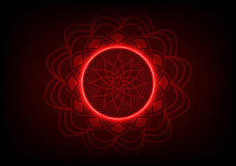 Abstract light line red pattern mandala flower center background