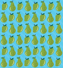 Flat organic doodle pattern background. Hand drawn fruit background. Hand drawn abstract fruit pattern. 