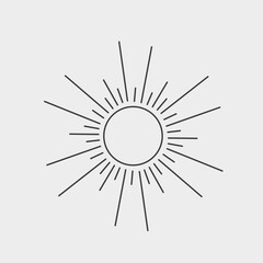 Vector illustration design of sun burst with vintage theme isolated on white background. Line art. 