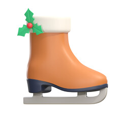 Obraz na płótnie Canvas winter ice skating shoes christmas 3d icon illustration