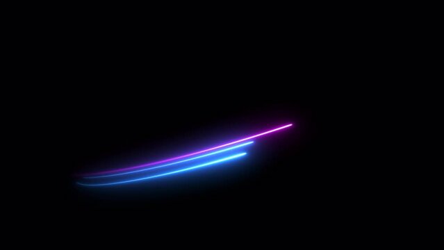 The motion trails transition from bright blue to vibrant purple, giving a sense of smooth speed and futuristic motion. The glowing lines appear dynamic and fluid