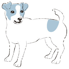 シンプルでかわいいジャックラッセルテリア　手描き線画ベクターイラスト