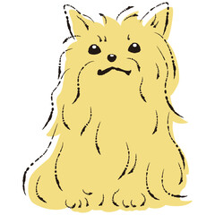 シンプルでかわいいヨークシャーテリア　手描き線画ベクターイラスト