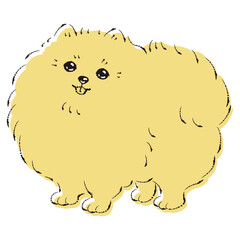 シンプルでかわいいポメラニアン　手描き線画ベクターイラスト