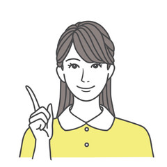 指差しポーズをする女性のイラスト素材 黄色