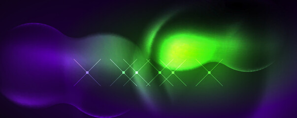 Neon glowing waves, magic energy space light concept, abstract background wallpaper design