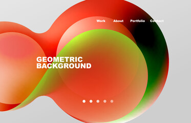 Landing page abstract liquid background. Flowing shapes, round design and circle. Web page for website or mobile app wallpaper